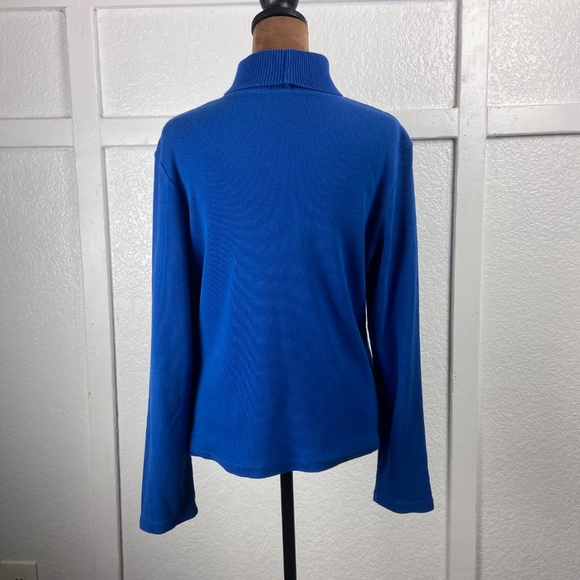 Vintage Rafaella Blue Cotton Blend Turtleneck Sweater Women’s Size Large - Picture 5 of 9